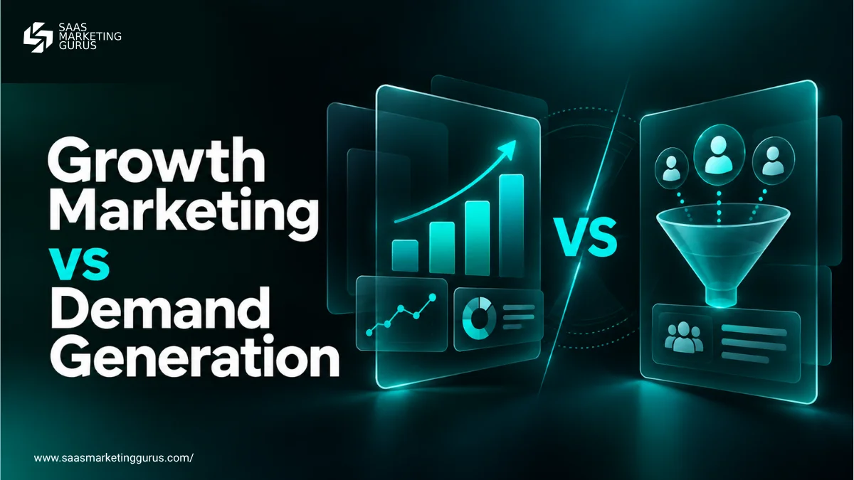 Growth marketing vs demand generation comparison showing a demand generation pipeline and a SaaS customer growth loop